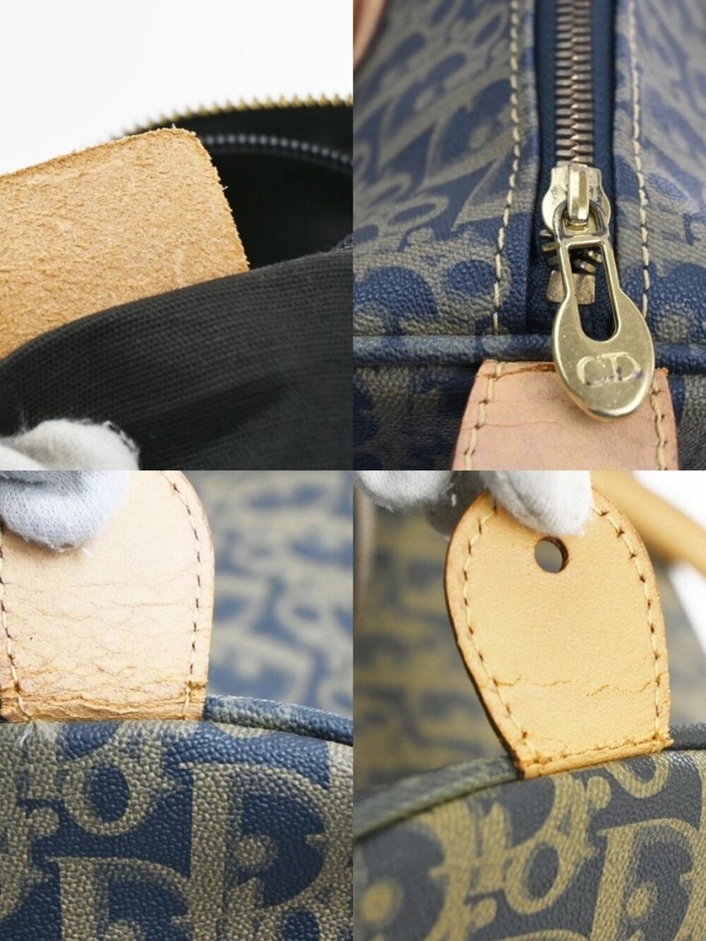 CHRISTIAN DIOR Trotter Boston Hand Bag PVC Leather Khaki BK GHW France 70MA499 - Picture 15 of 16